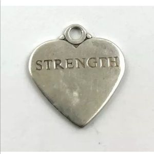 💖 Sterling Silver Heart “Strength” Charm Pendant